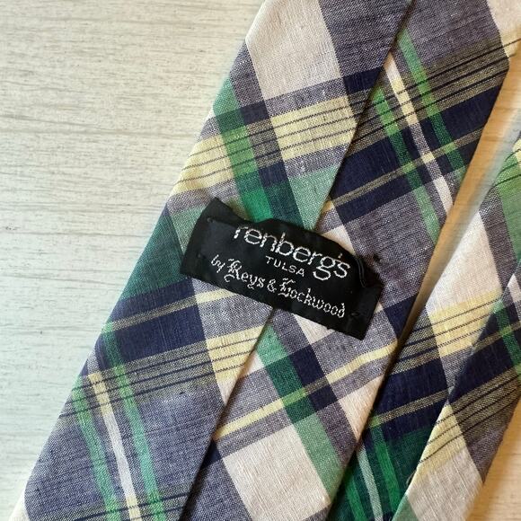 Vintage Keys & Lockwood Madras Plaid Tie Made in India 100% Cotton RenbergsTulsa - Picture 3 of 7
